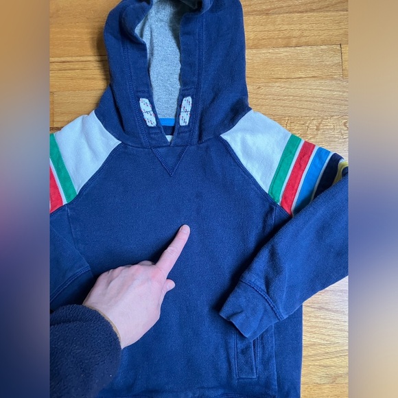 Mini Boden hooded pullover sweatshirt - Kids' Size 4-5 - w/pockets & stripes - Picture 9 of 11